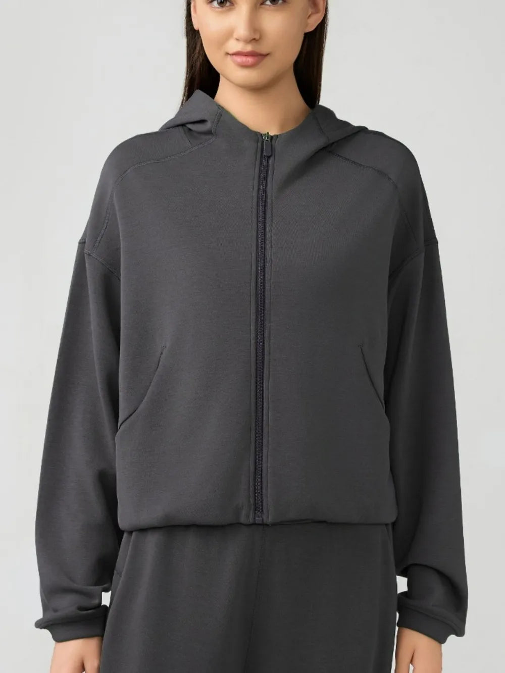 Millennia Zip Up Dropped Shouder Active Hooded Carauana Store
