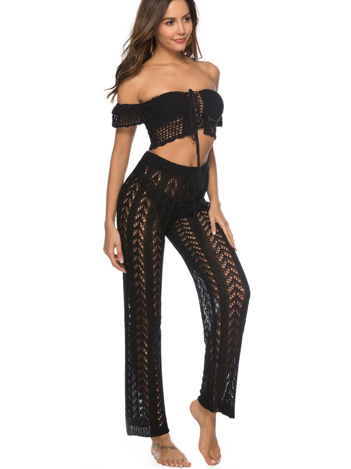 Cutout Drawstring High Waist Swim Pants Carauana Store