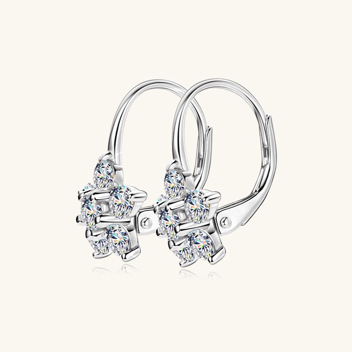 1.2 Carat 925 Sterling Silver Moissanite Flower Huggie Earrings Carauana Store