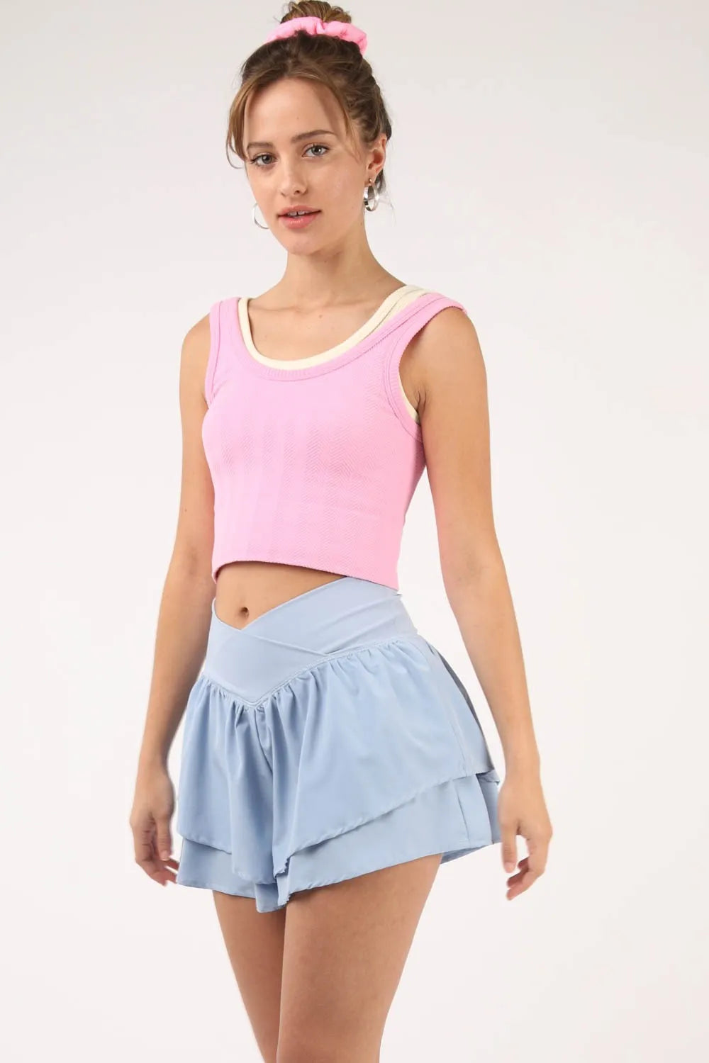 VERY J V-Shaped High Waist Layered Active Shorts Carauana Store