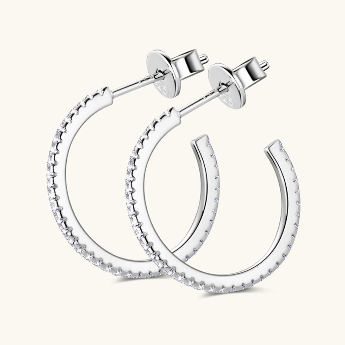 Inlaid Moissanite 925 Sterling Silver C-Hoop Earrings Carauana Store