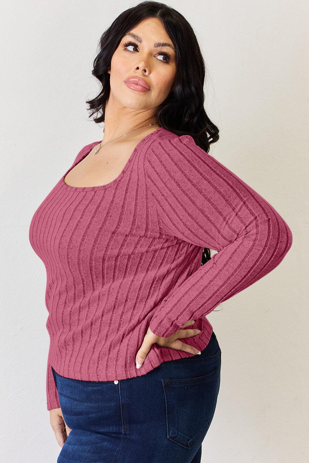 Basic Bae Full Size Ribbed Long Sleeve T-Shirt Carauana Store