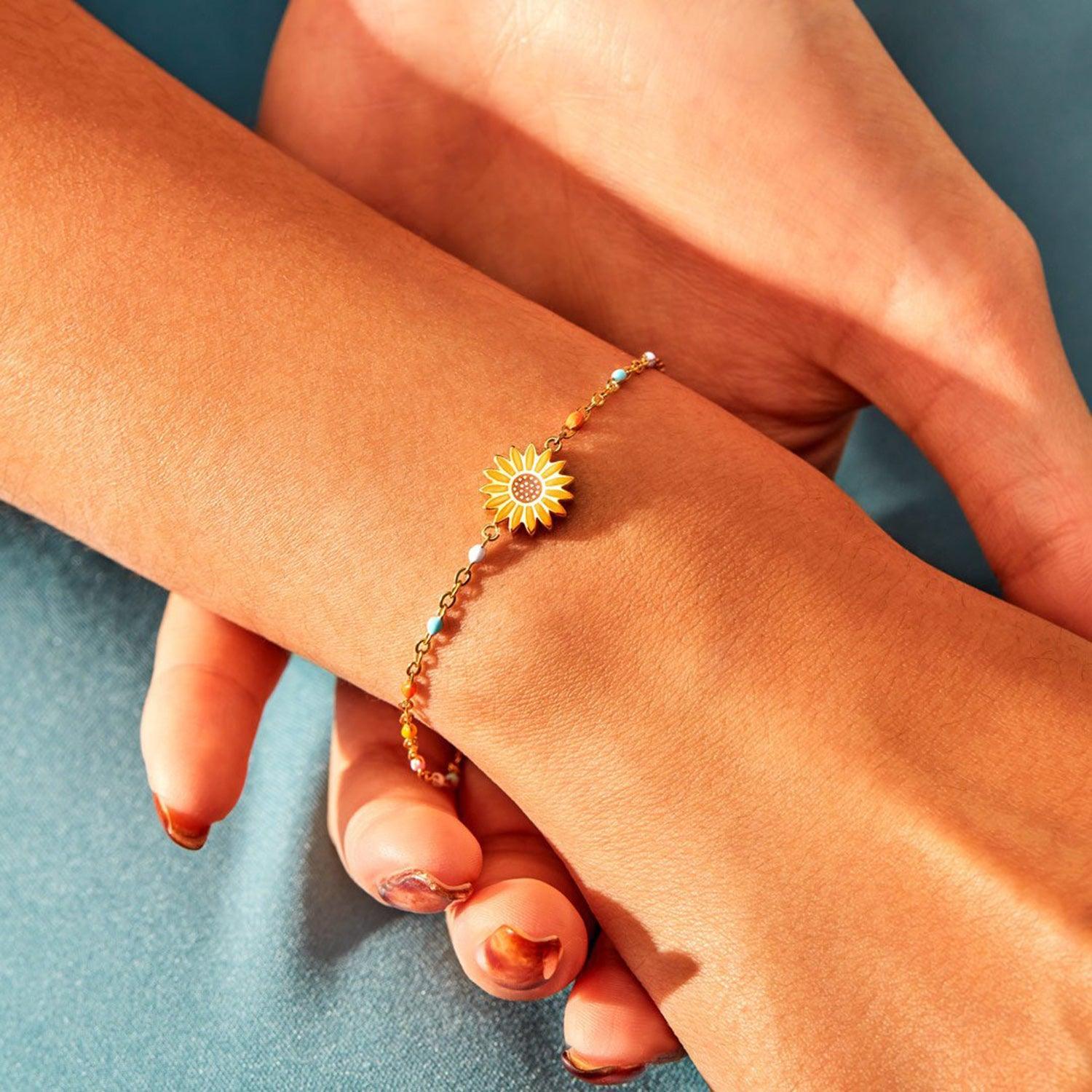 Sunflower Shape 18K Gold-Plated Bead Bracelet Carauana Store