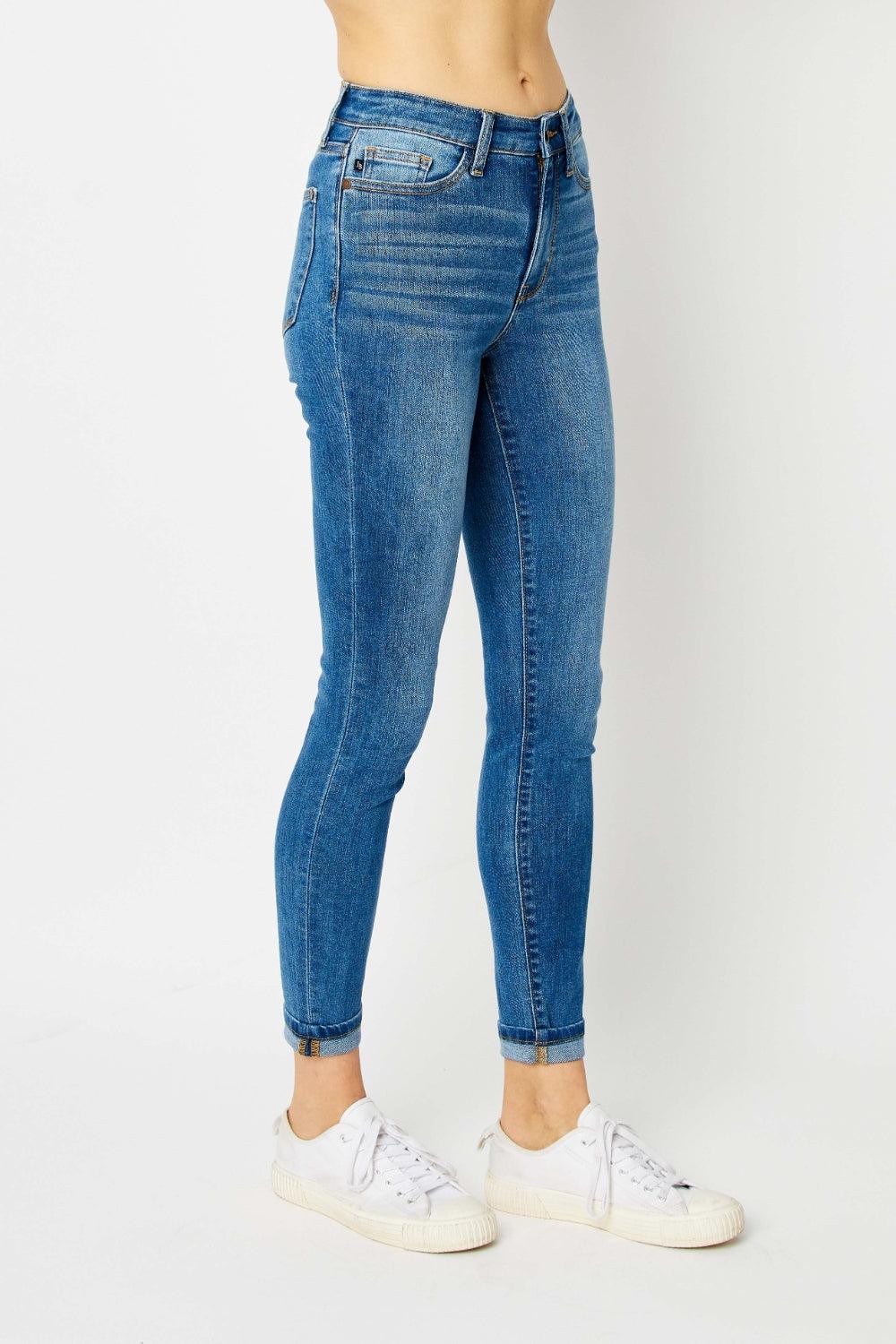 Judy Blue Full Size Cuffed Hem Skinny Jeans Carauana Store