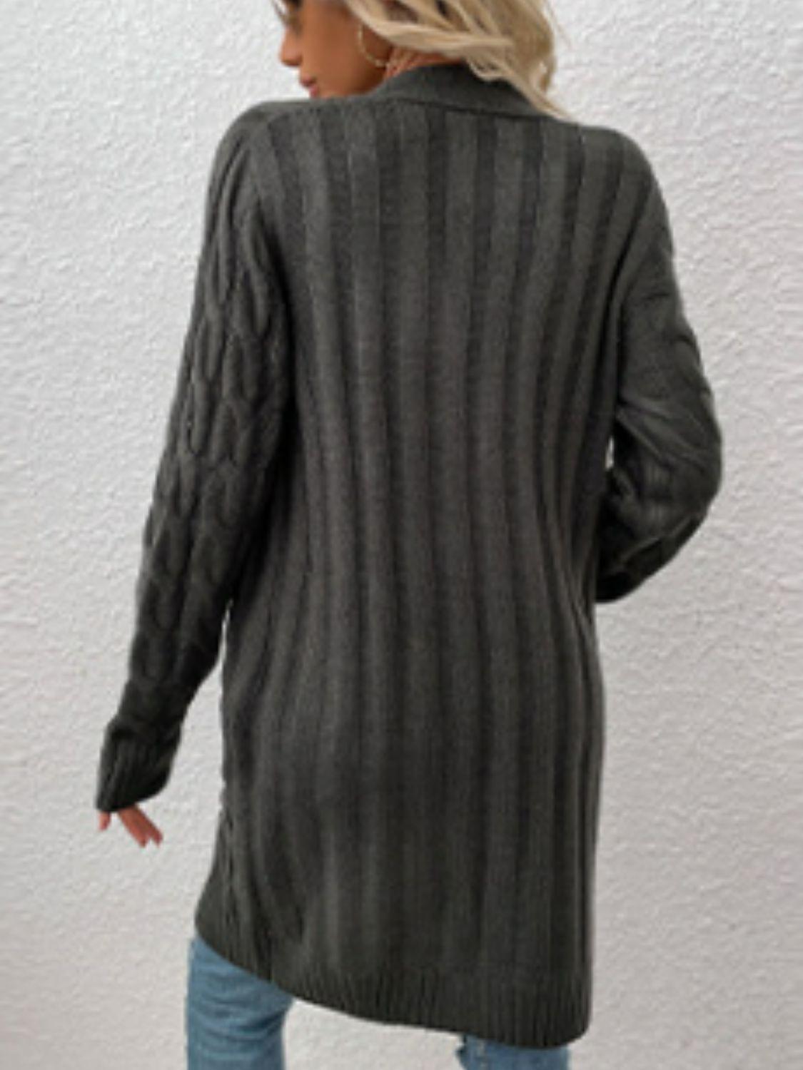 Cable-Knit Button Down Cardigan with Pockets Carauana Store