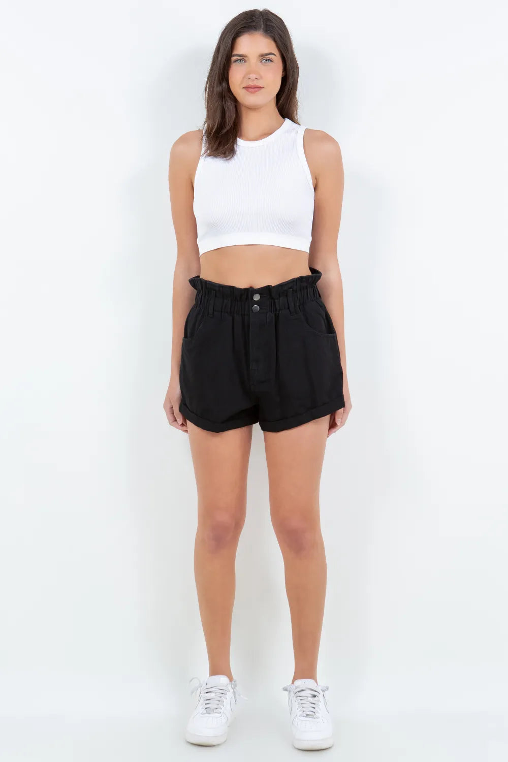 American Bazi High Waist Paper Bag Shorts Carauana Store