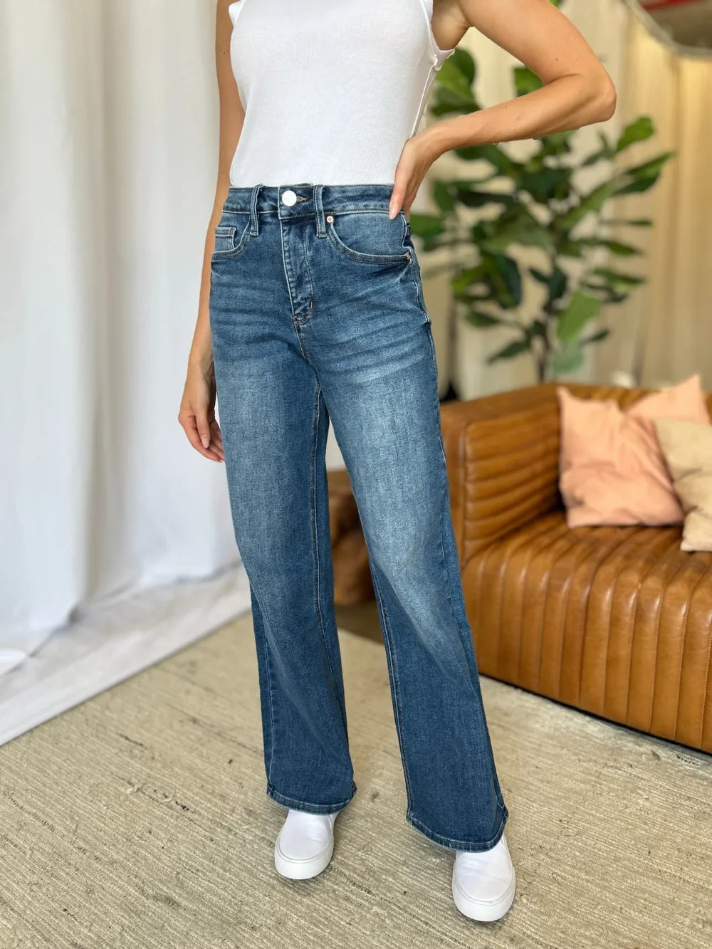 RFM Full Size High Rise Tummy Control Wide Leg Jeans Carauana Store