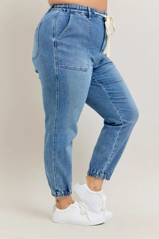 Judy Blue Full Size High Waist Denim Jogger Plus Size Carauana Store