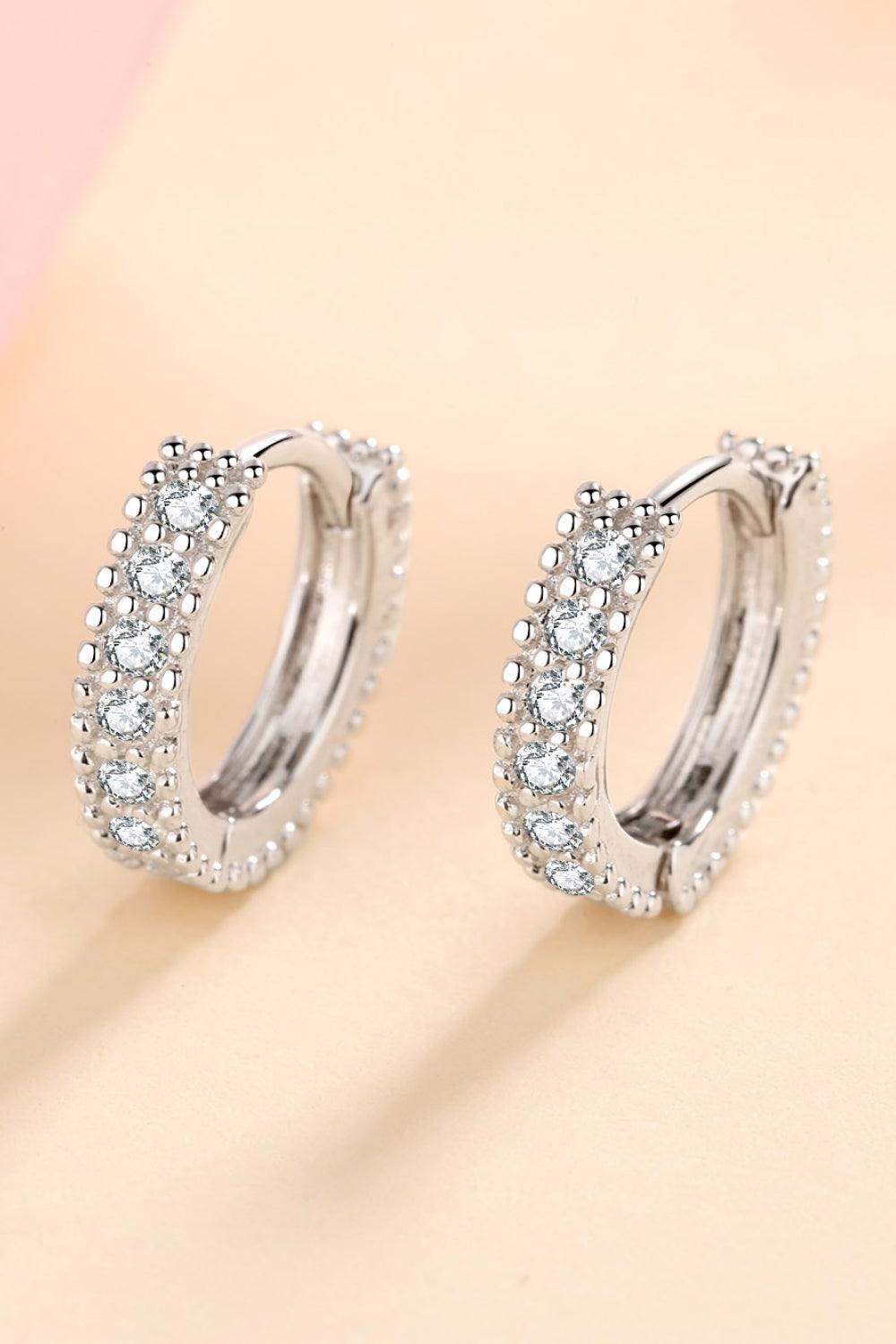 925 Sterling Silver Inlaid Moissanite Huggie Earrings Carauana Store
