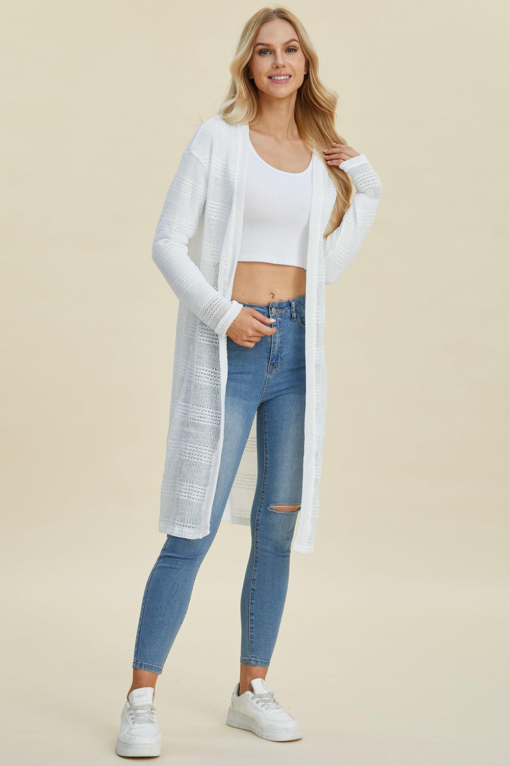 Double Take Full Size Open Front Longline Cardigan Carauana Store