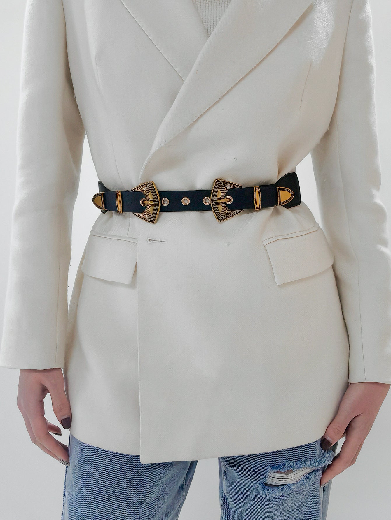 Double Buckle PU Leather Belt Carauana Store