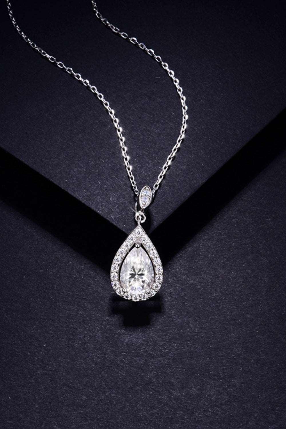 1.5 Carat Moissanite 925 Sterling Silver Teardrop Necklace Carauana Store