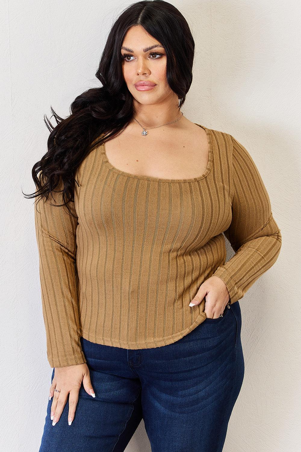Basic Bae Full Size Ribbed Long Sleeve T-Shirt Carauana Store