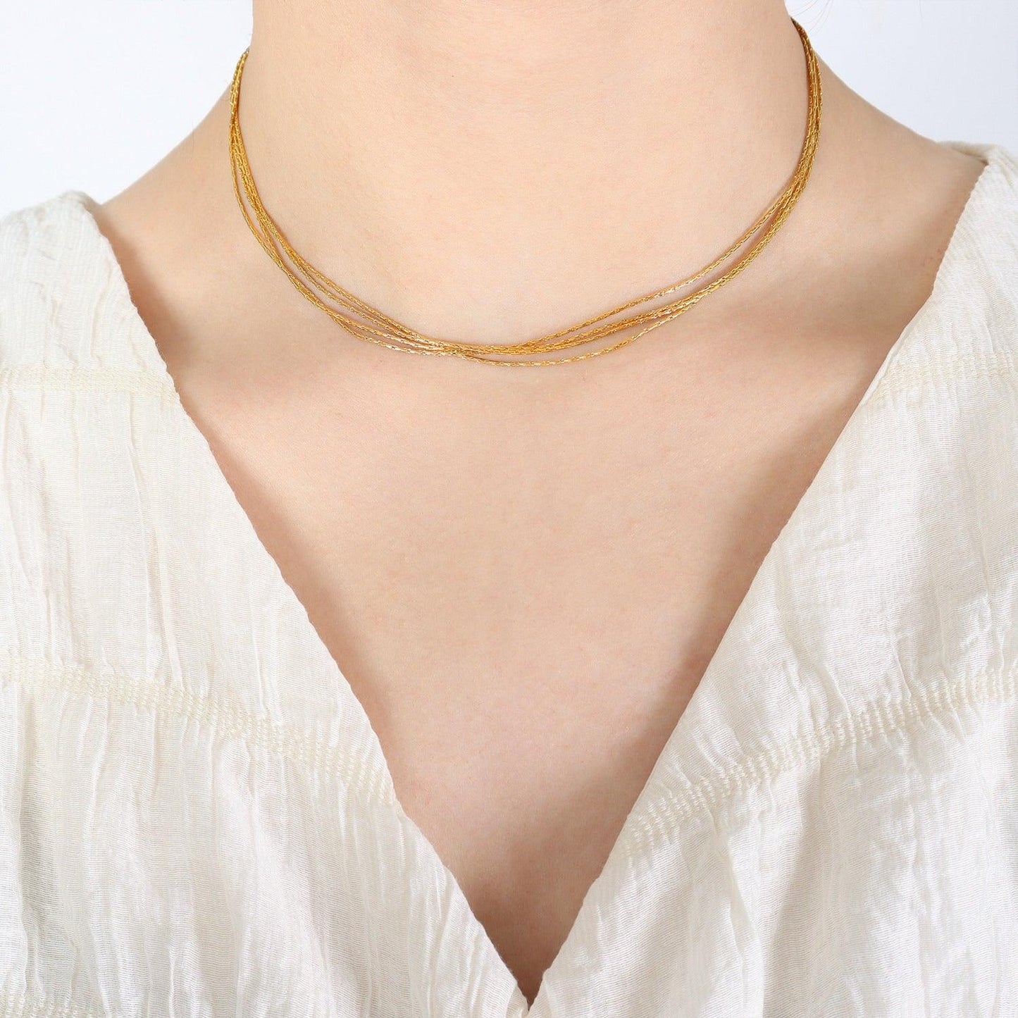 18K Gold-Plated Multi-Layer Clavicle Chain Necklace Carauana Store