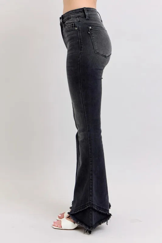 Judy Blue Full Size High Waist Flare W/ Mock Fray Tulip Hem Plus Size Carauana Store