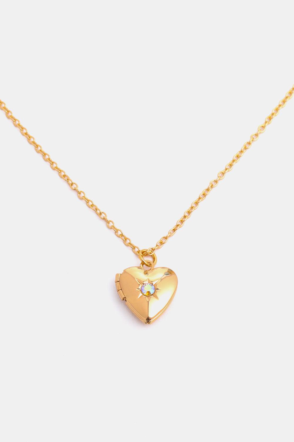 Zircon Heart Shape 14K Gold-Plated Pendant Necklace Carauana Store