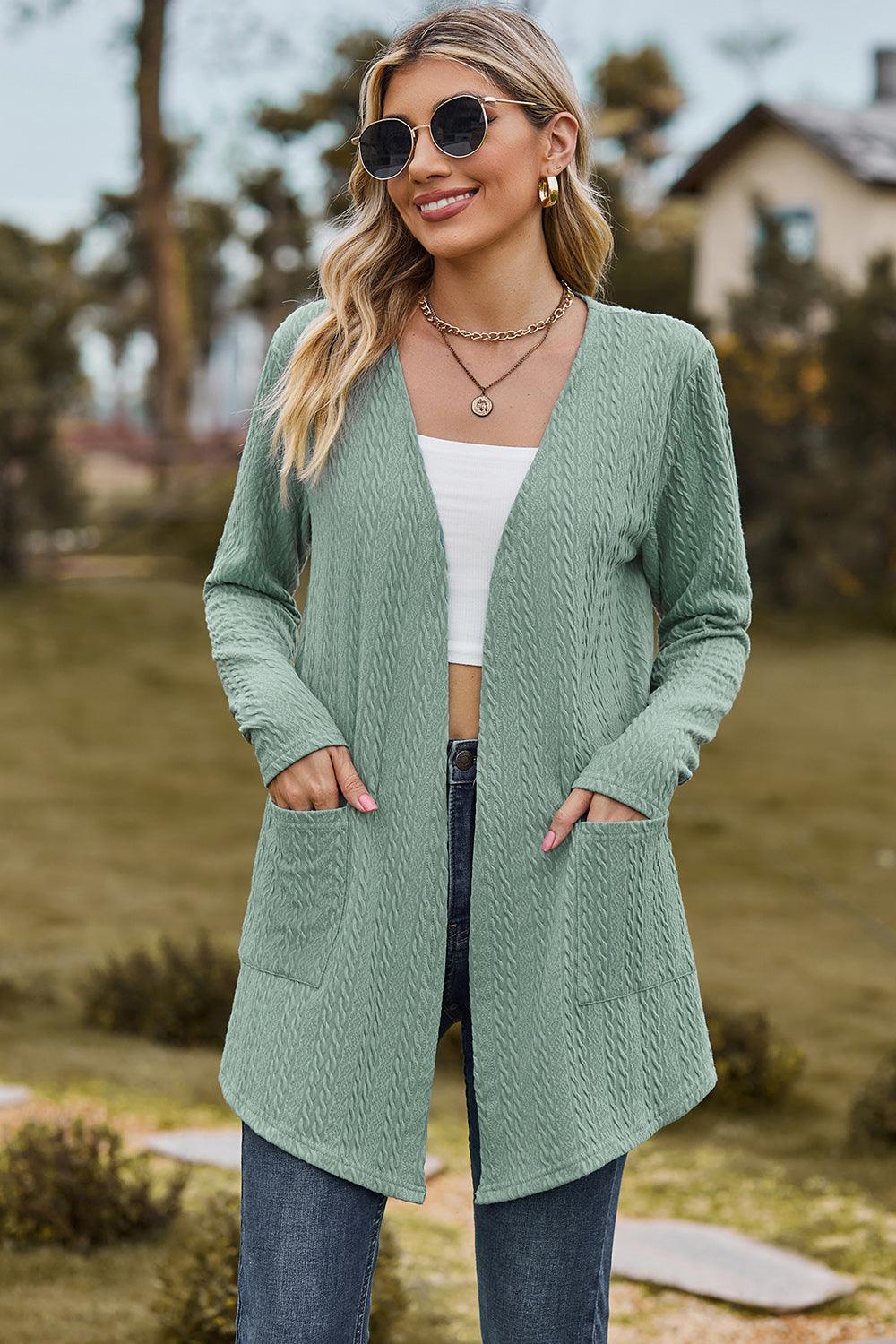 Open Front Long Sleeve Cardigan Carauana Store