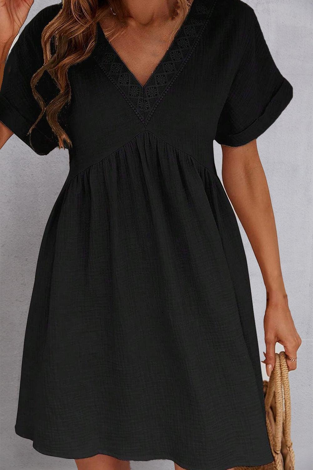 V-Neck Short Sleeve Dress Carauana Store