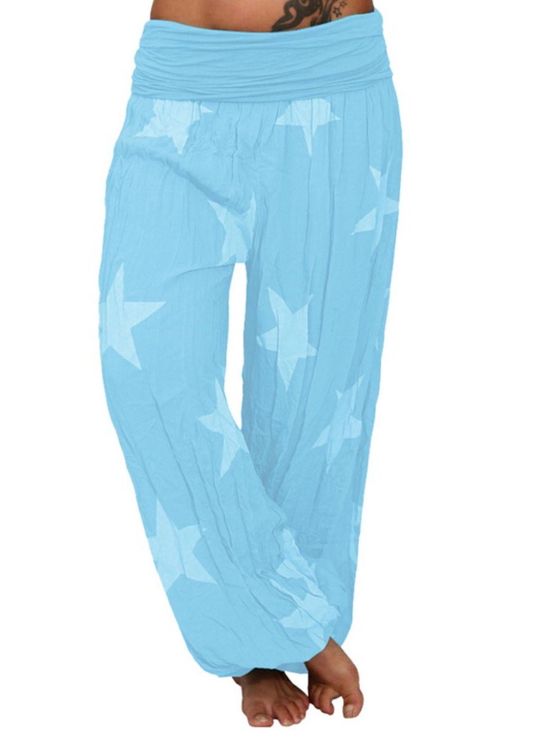 Full Size Ruched High Waist Printed Pants Carauana Store