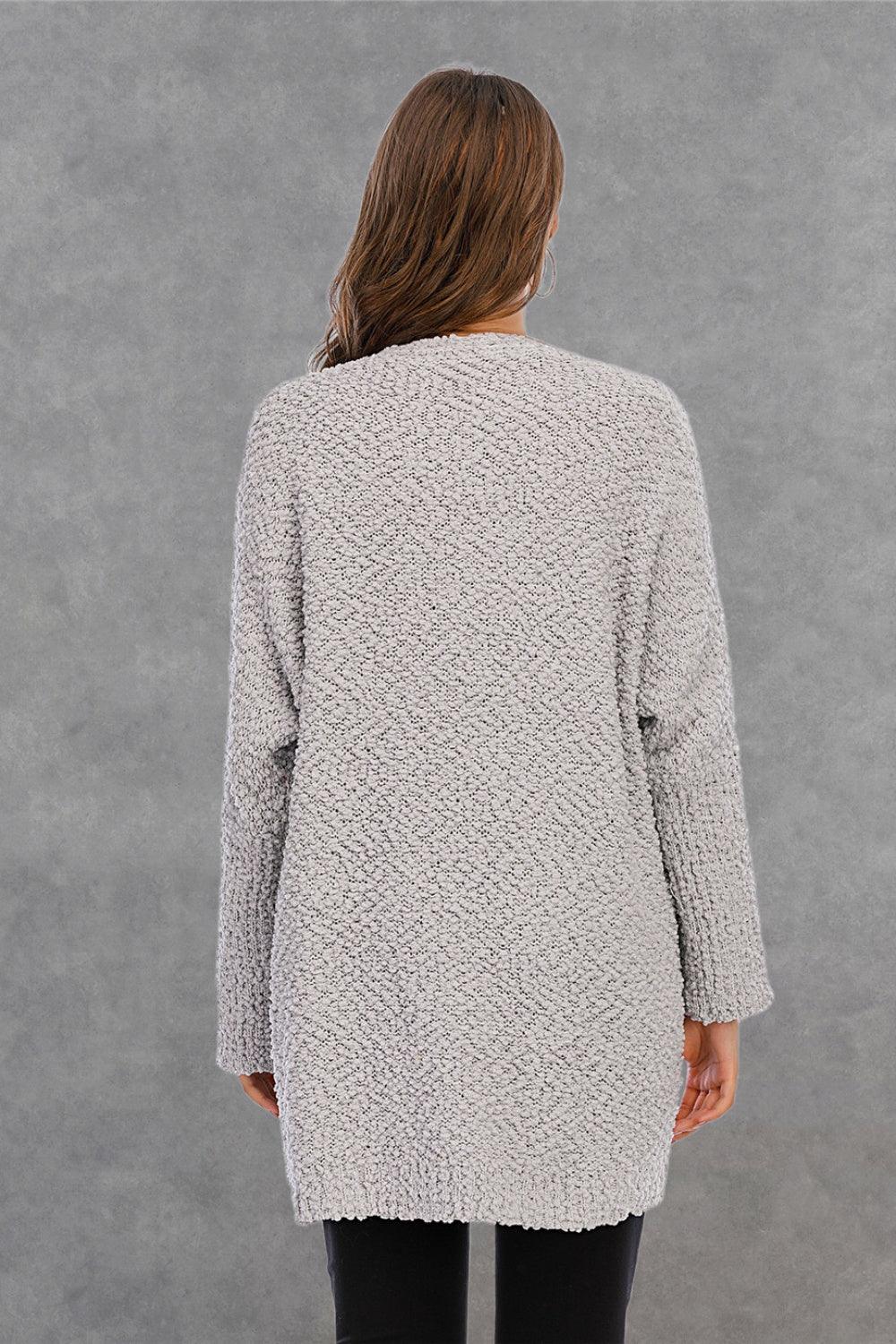 Angel Wings Pocketed Open Front Long Sleeve Cardigan Carauana Store