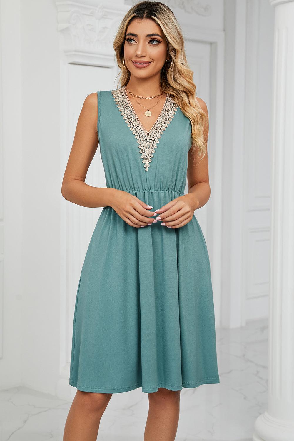 Pocketed V-Neck Wide Strap Dress Carauana Store