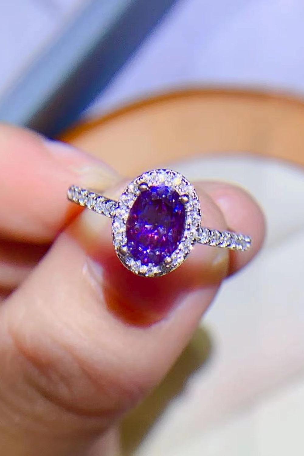 925 Sterling Silver 1 Carat Purple Moissanite Ring Carauana Store