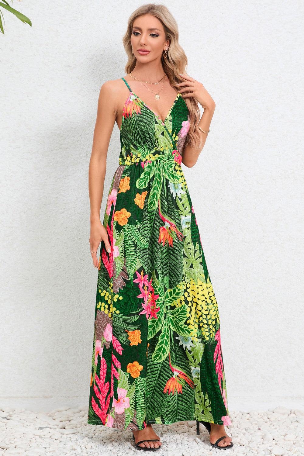 Printed Surplice Maxi Cami Dress Carauana Store