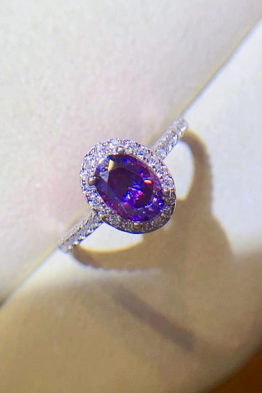 925 Sterling Silver 1 Carat Purple Moissanite Ring Carauana Store