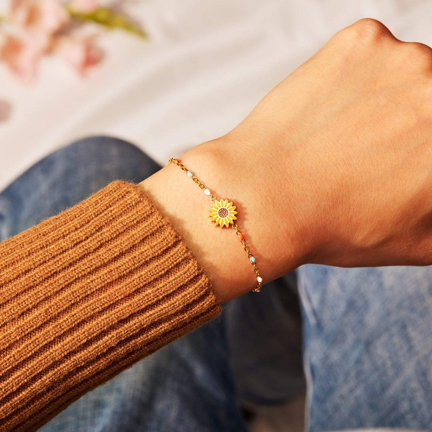 Sunflower Shape 18K Gold-Plated Bead Bracelet Carauana Store