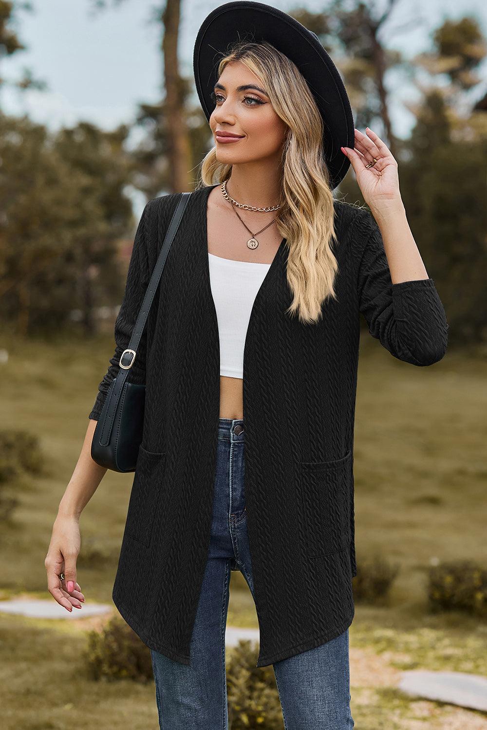 Open Front Long Sleeve Cardigan Carauana Store