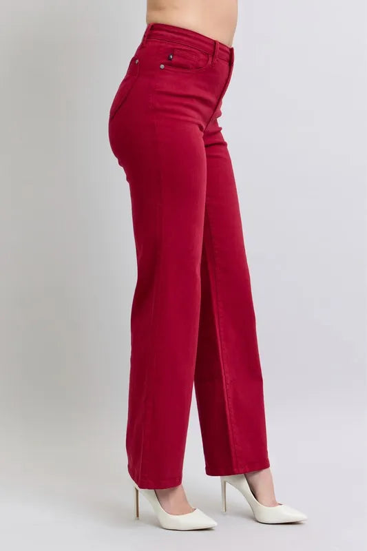 Judy Blue Full Size High Waist Heart Shaped Back Pockets 90's Straight Jeans Plus Size Carauana Store