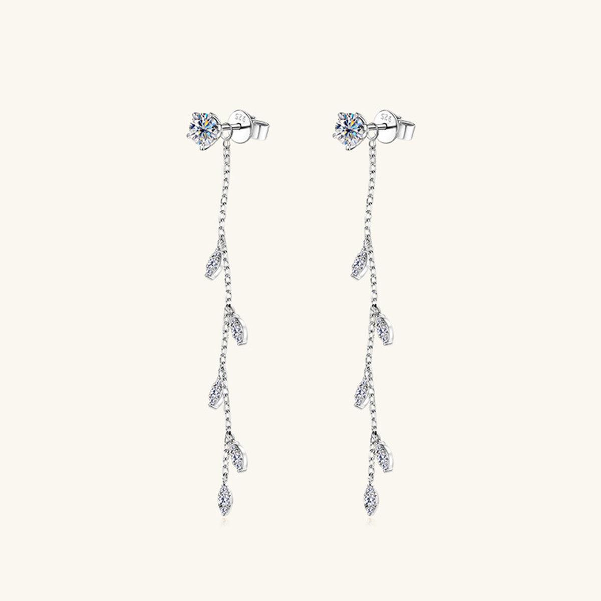 1.38 Carat Moissanite 925 Sterling Silver Leaf Earrings Carauana Store