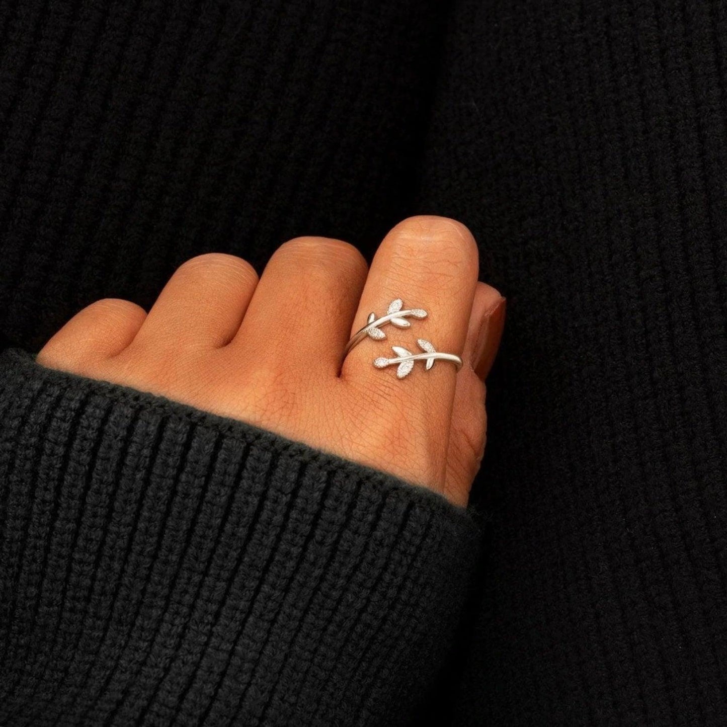 925 Sterling Silver Zircon Leaf Shape Ring Carauana Store