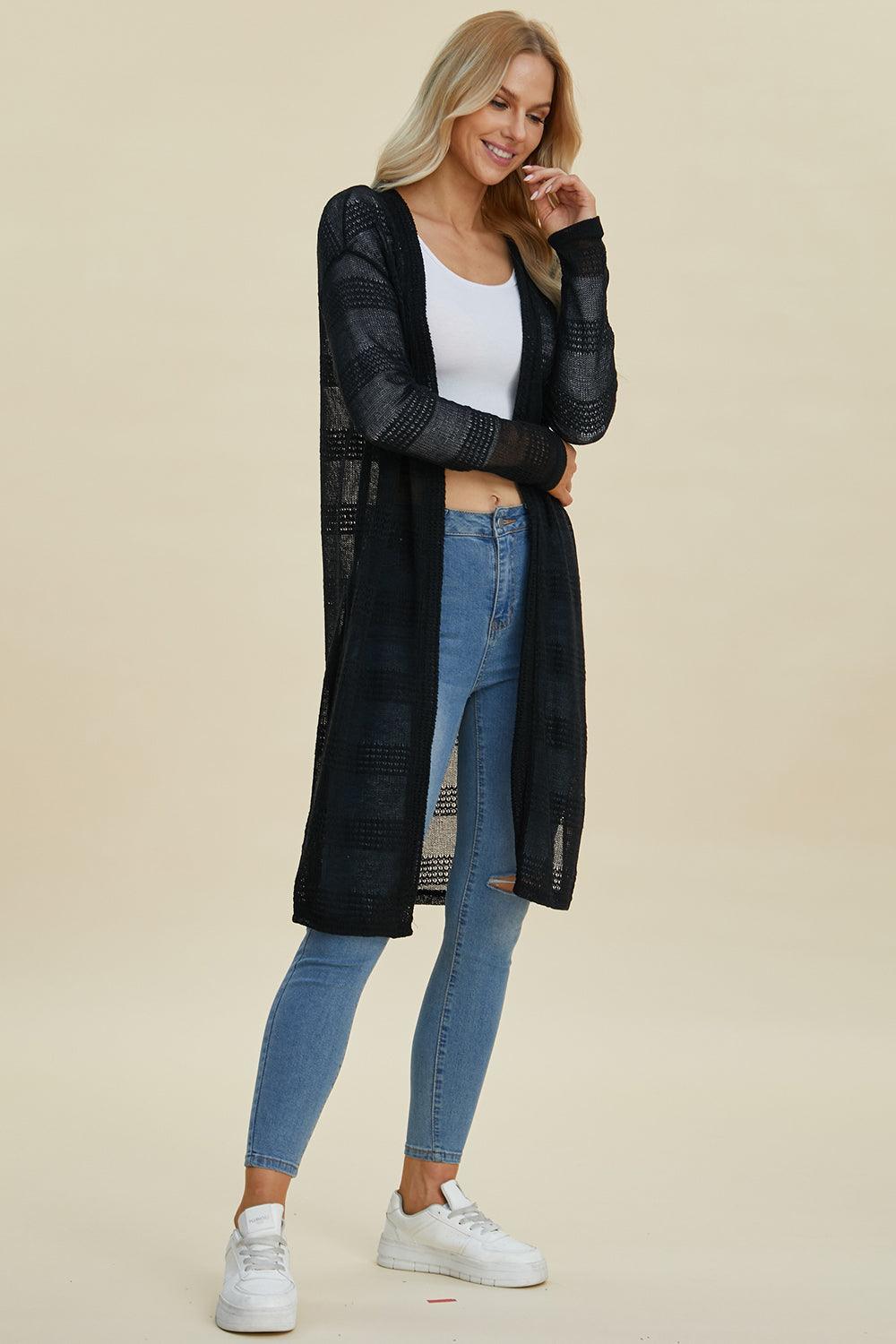 Double Take Full Size Open Front Longline Cardigan Carauana Store