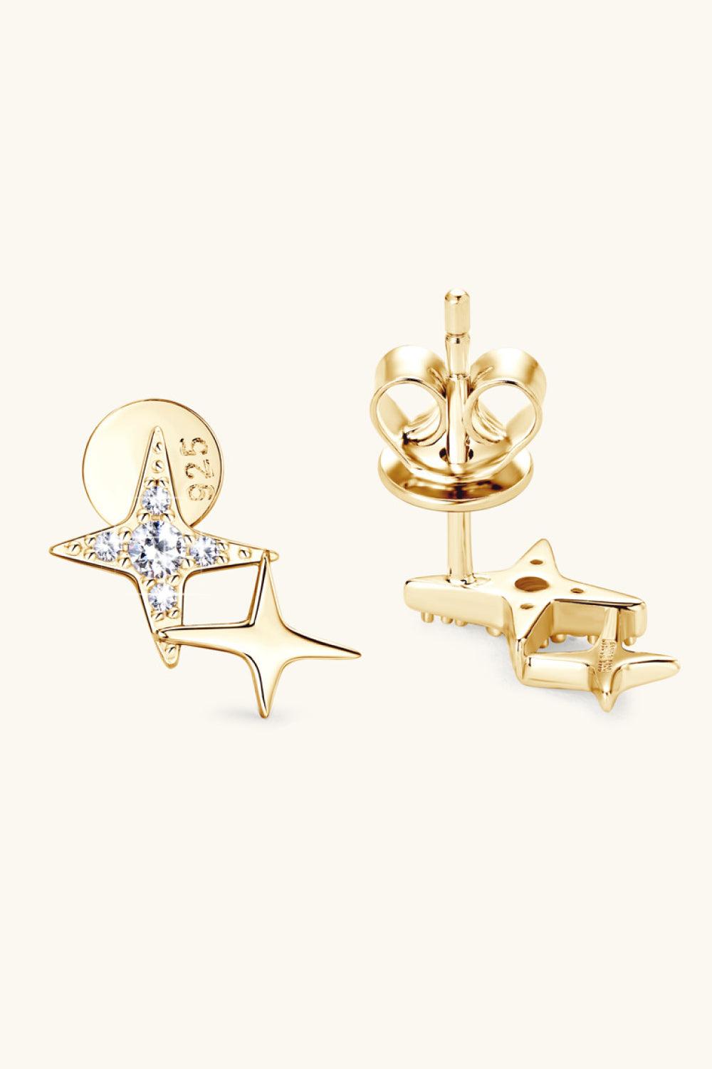 Moissanite 925 Sterling Silver Star Shape Earrings Carauana Store