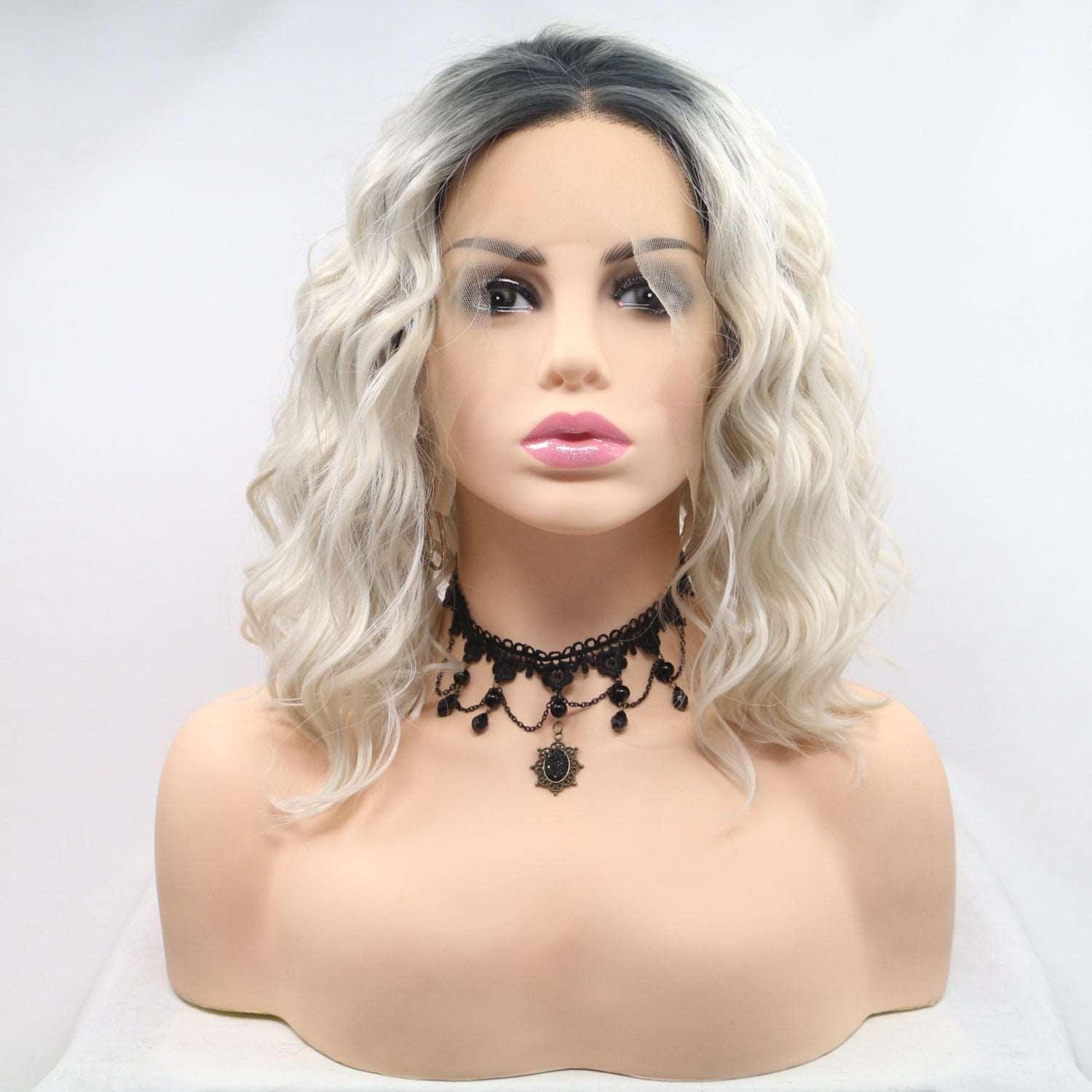 13*3" Lace Front Wigs Synthetic Mid-length Wavy 12" 130% Density Carauana Store
