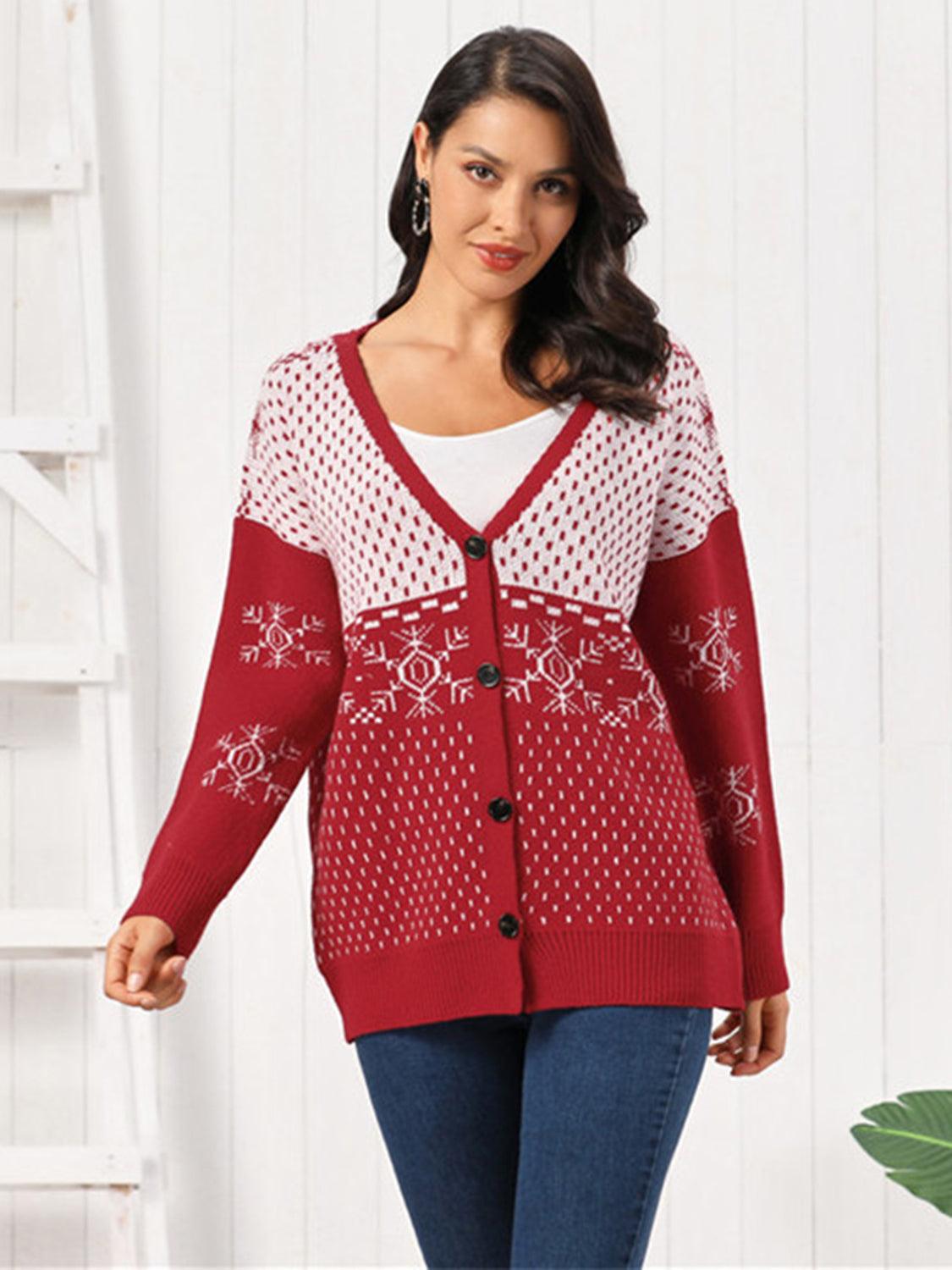 Snowflake Button Down Cardigan Carauana Store