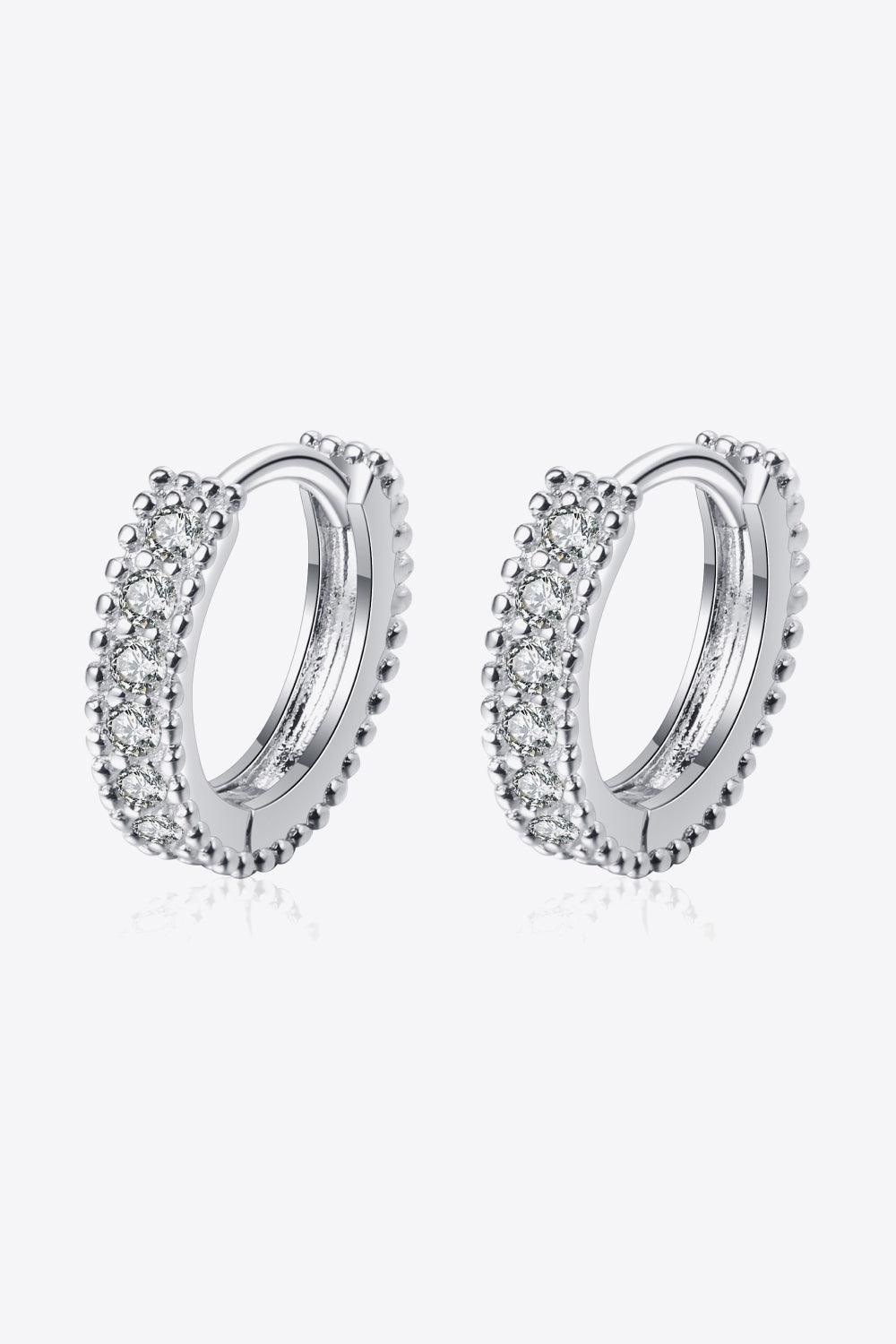925 Sterling Silver Inlaid Moissanite Huggie Earrings Carauana Store