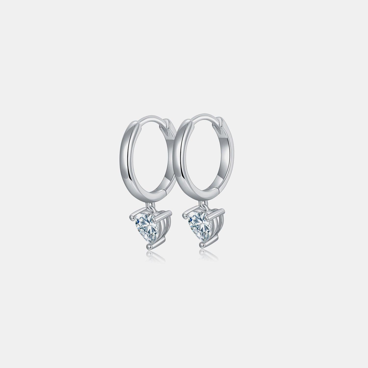 1 Carat Moissanite 925 Sterling Silver Heart Earrings Carauana Store