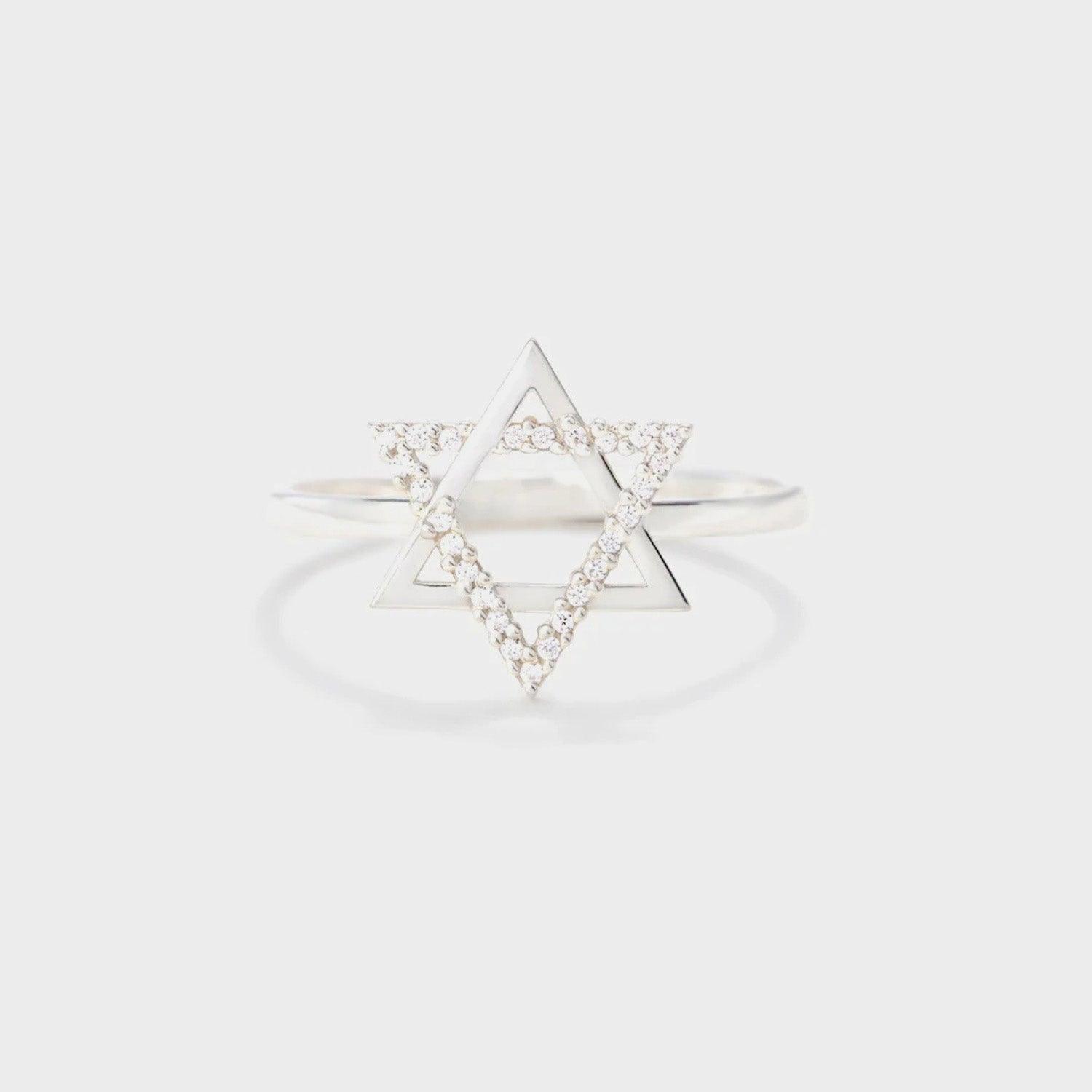 925 Sterling Silver Inlaid Zircon Hexagram Ring Carauana Store