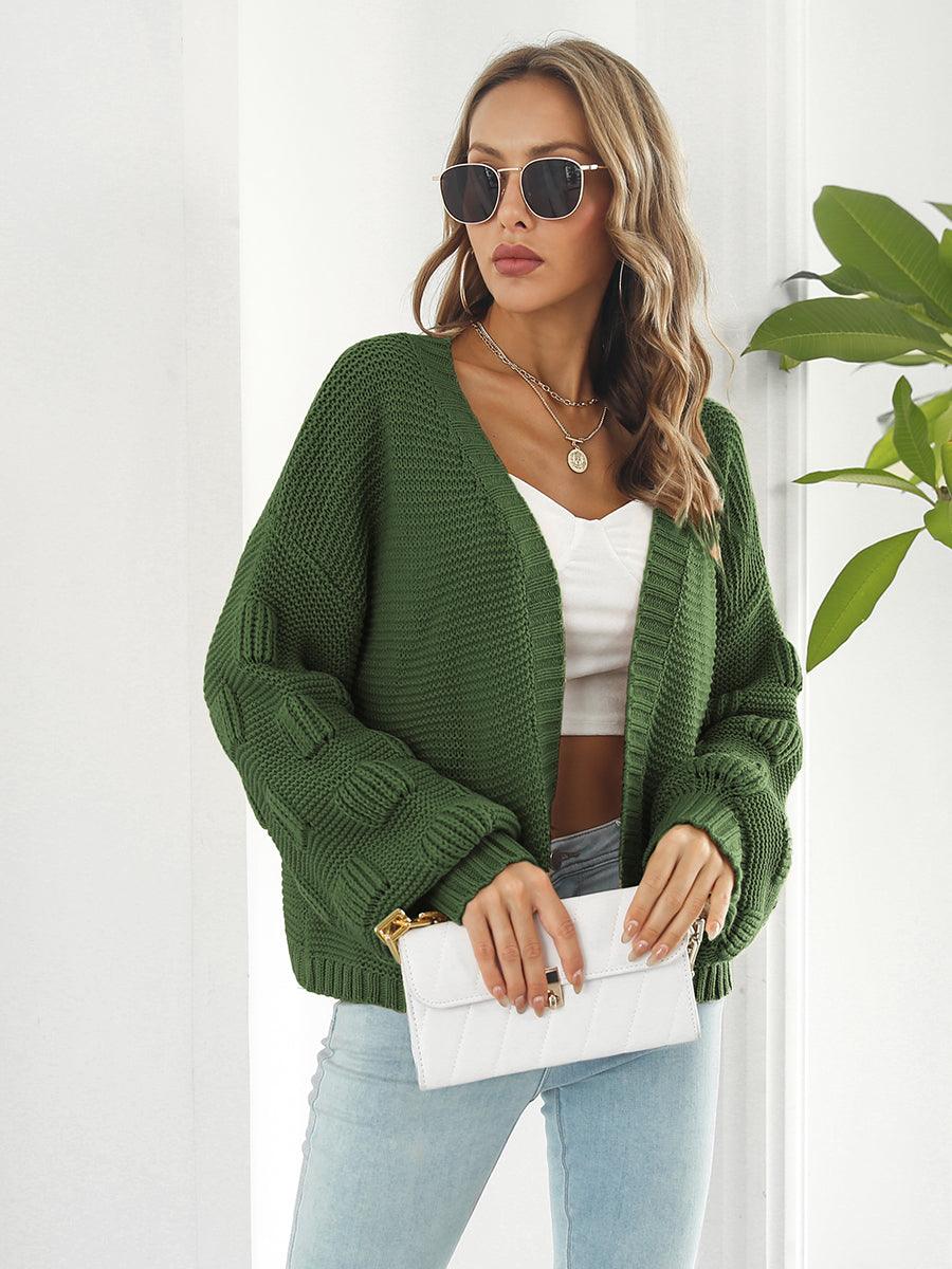 Open Front Ribbed Trim Cardigan Carauana Store