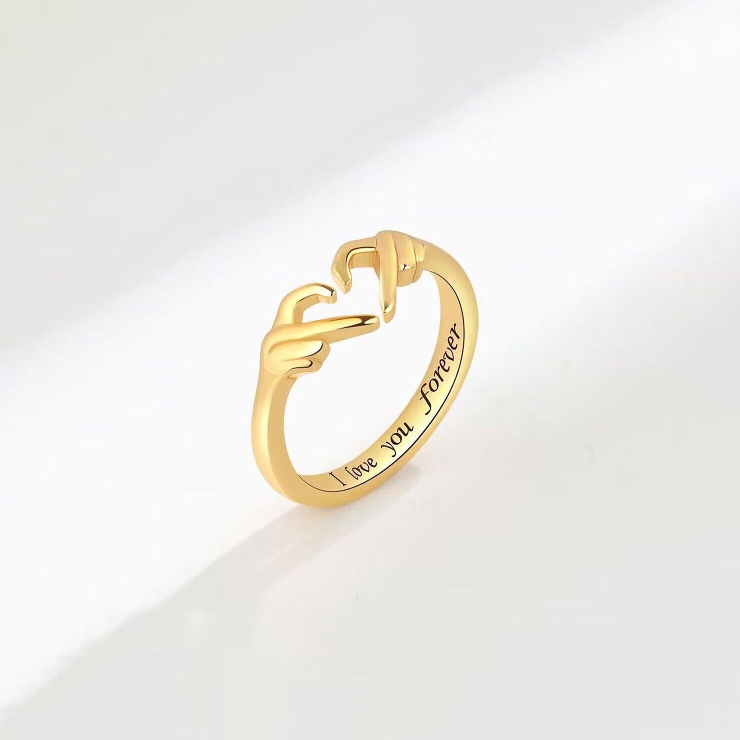 Hand Heart Shape 925 Sterling Silver Open Ring Carauana Store