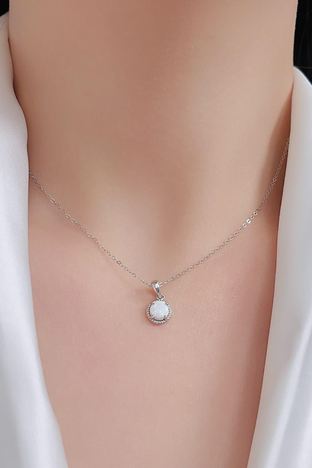 Opal Round Pendant Chain Necklace Carauana Store