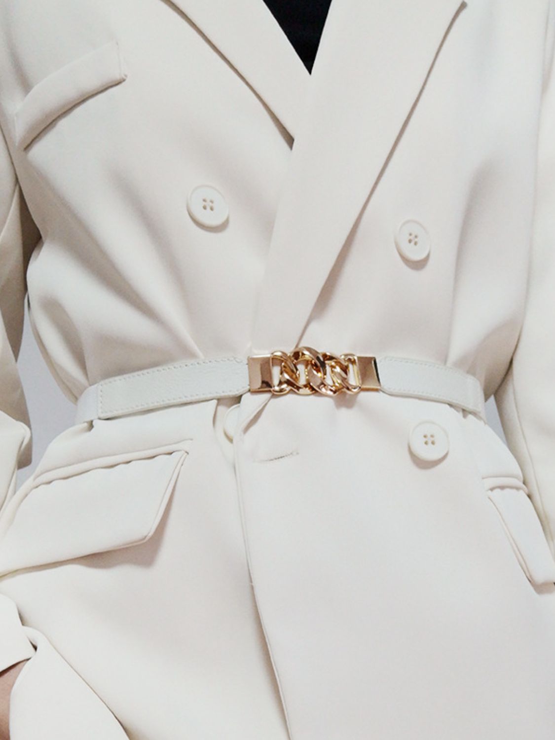 Zinc Alloy Buckle Elastic PU Belt Carauana Store