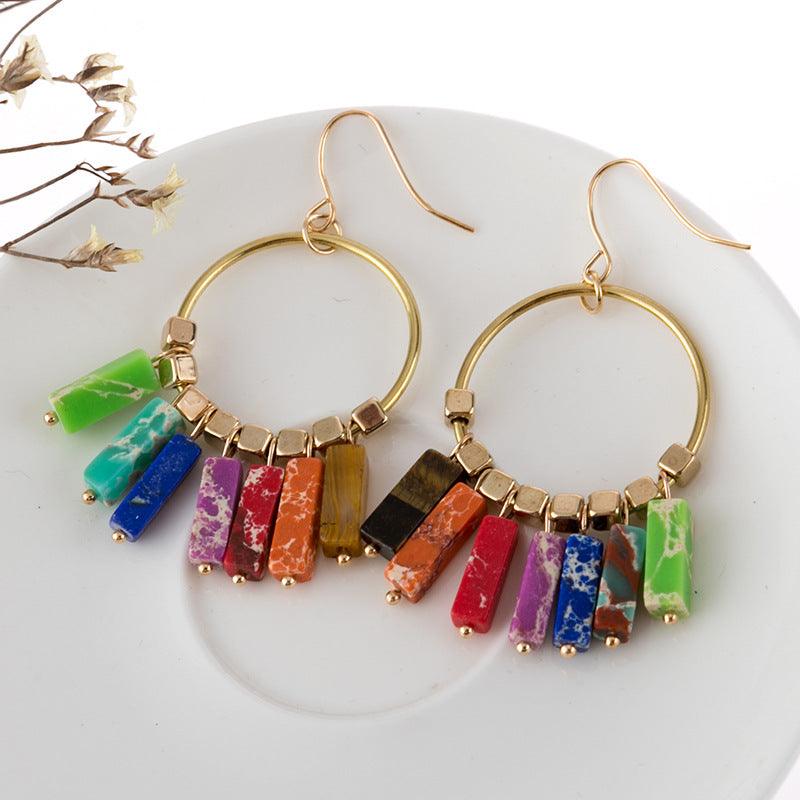 Multicolored Stone Dangle Earrings Carauana Store