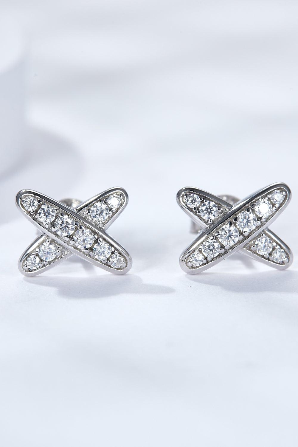 925 Sterling Silver X-Shape Moissanite Earrings Carauana Store
