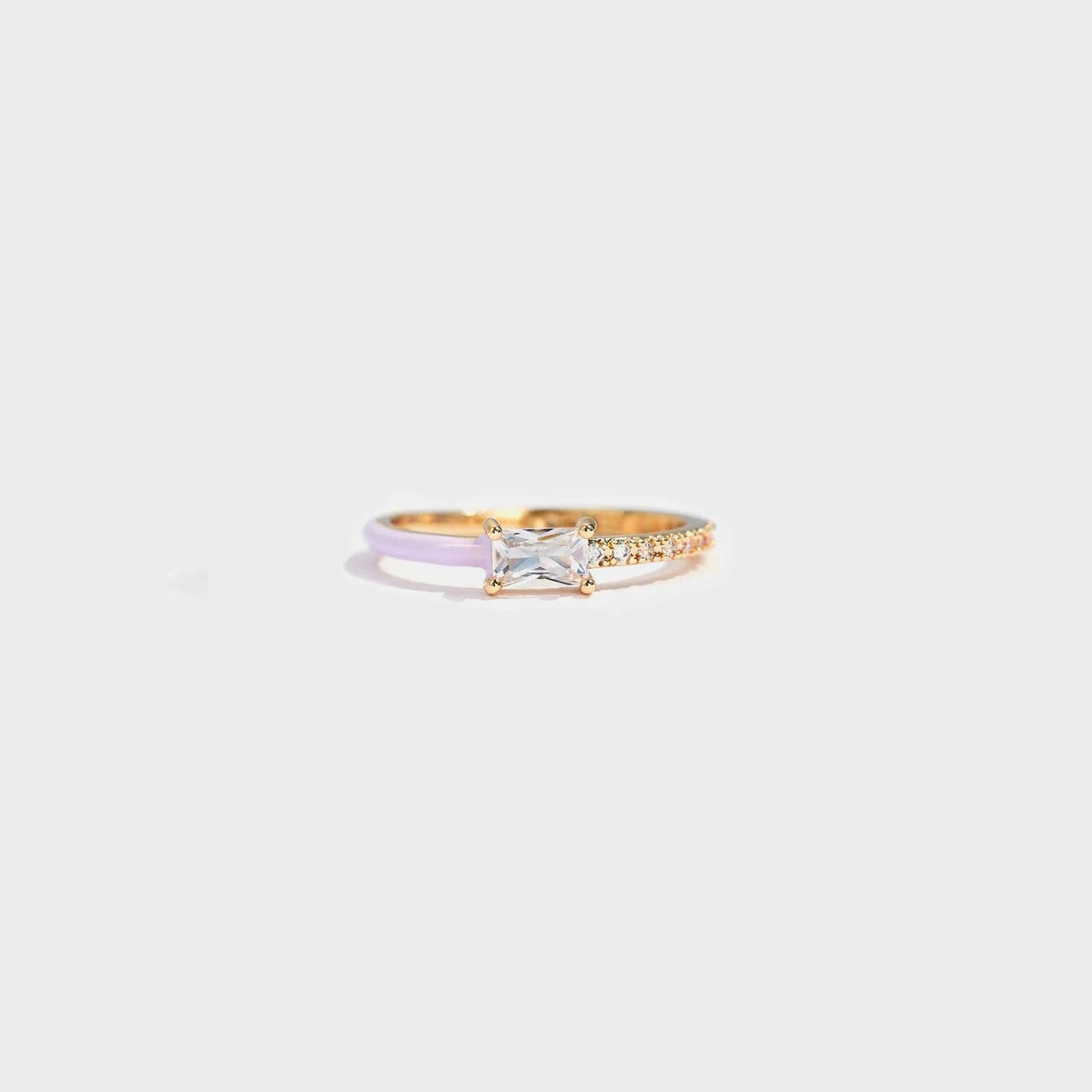 Heart Shape Inlaid Zircon Enamel Ring Carauana Store
