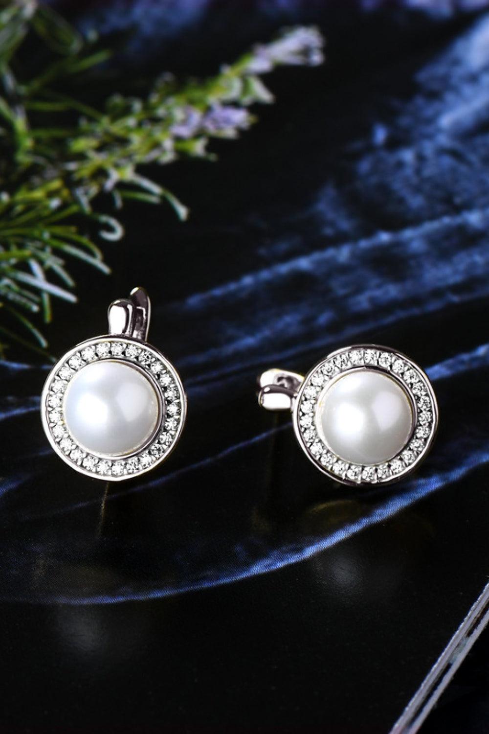 Moissanite Pearl 925 Sterling Silver Earrings Carauana Store