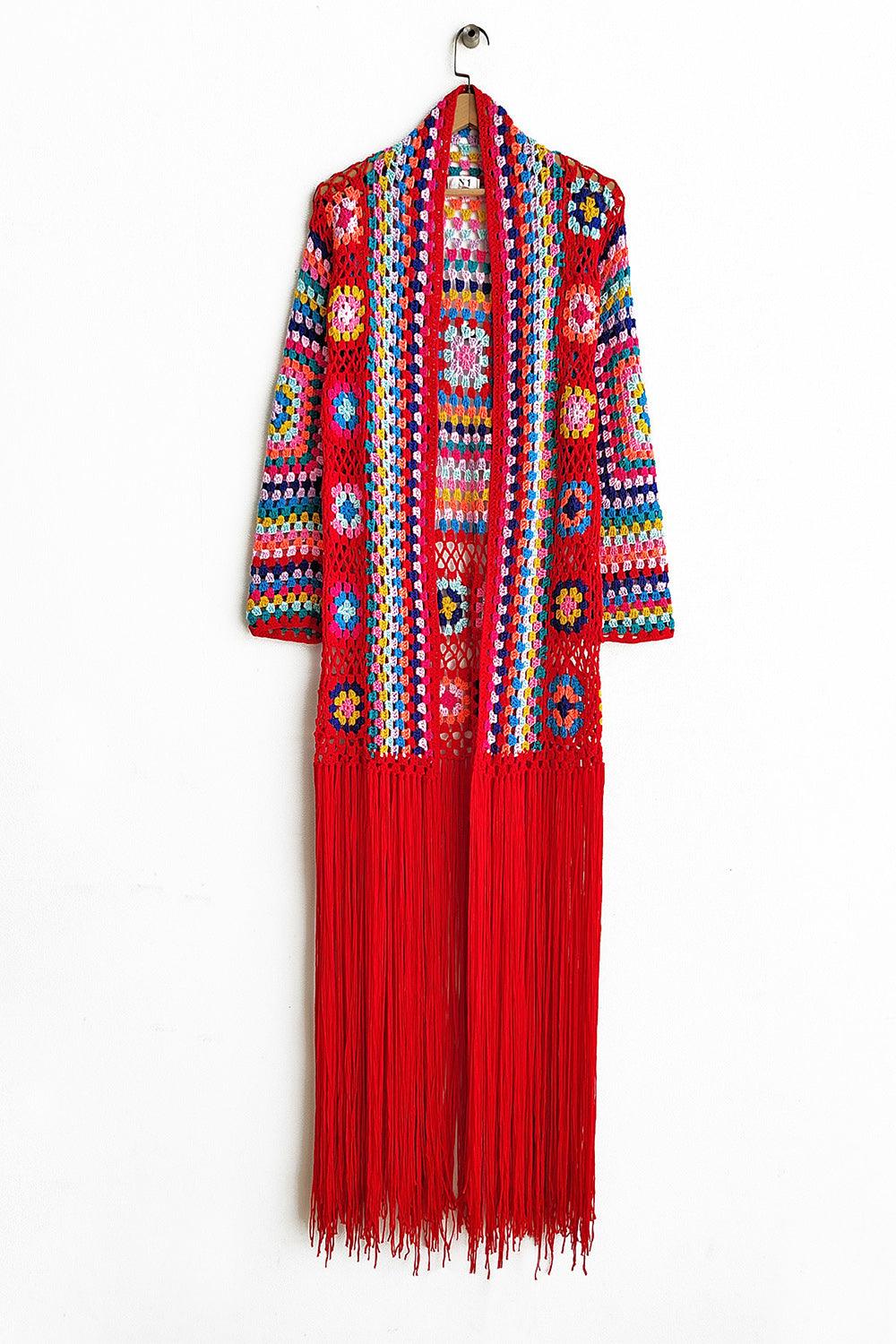 Fringe Tied Long Sleeve Cardigan Carauana Store