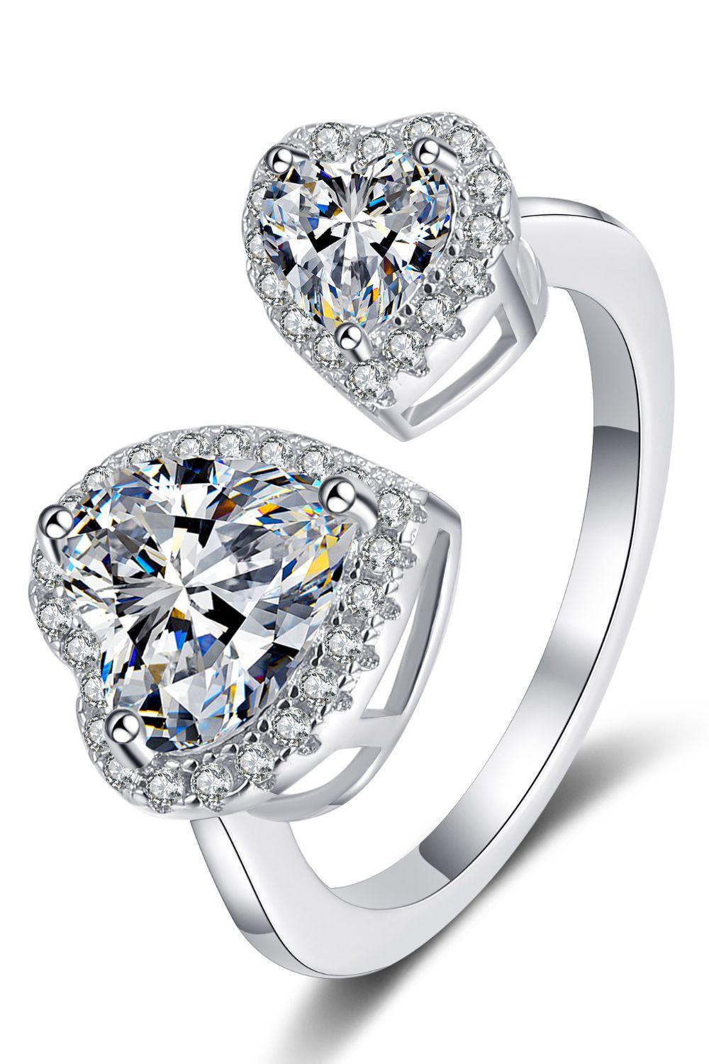 Heart-Shape Moissanite Open Ring Carauana Store